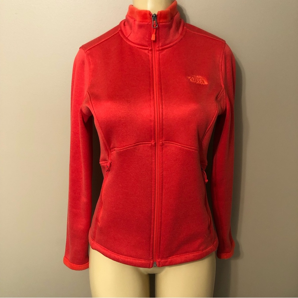 The North face coral/orange full zip fleece lined jacket women’s size medium